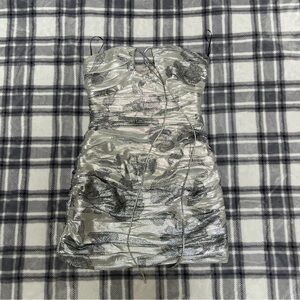 ZARA SILVER METALLIC MINI DRESS